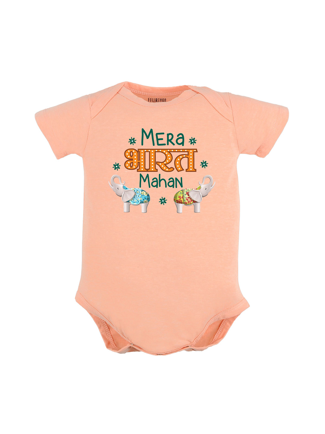 

FFLIRTYGO Infants Printed Pure Cotton Bodysuit, Peach