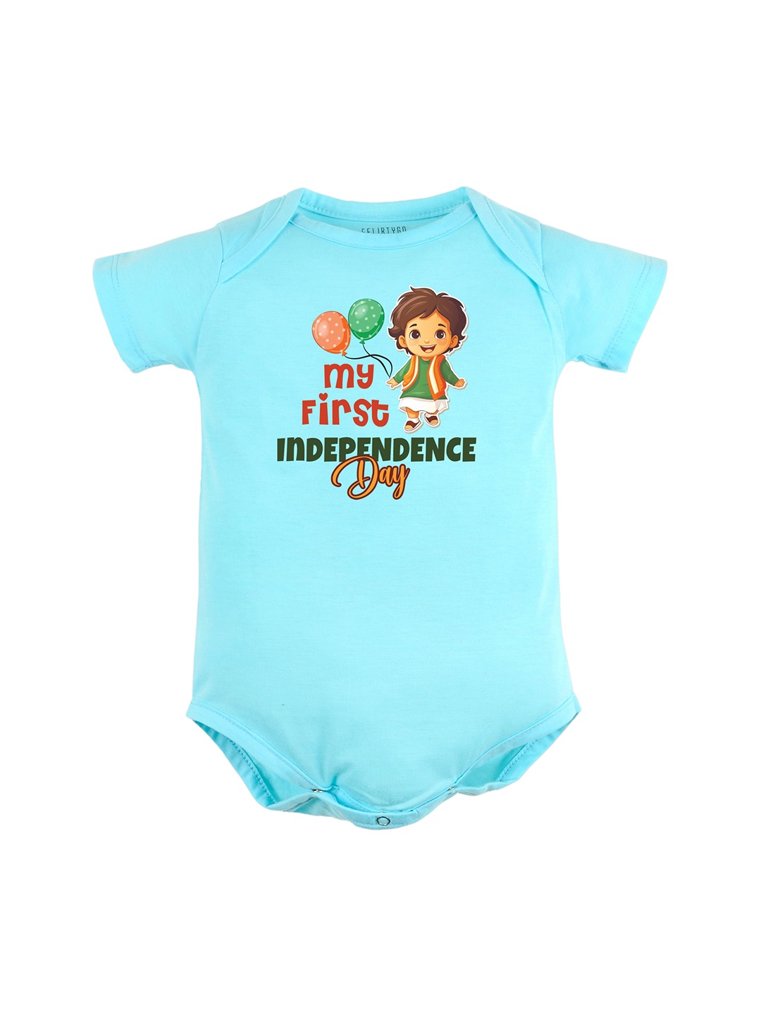 

FFLIRTYGO Infants Printed Pure Cotton Bodysuit, Turquoise blue