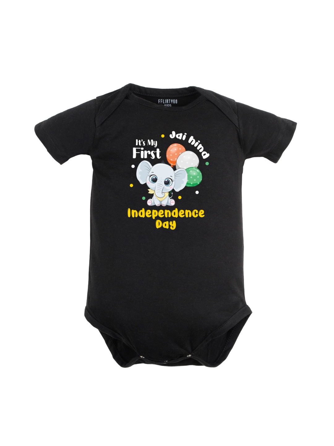 

FFLIRTYGO Infants Printed Pure Cotton Bodysuit, Black