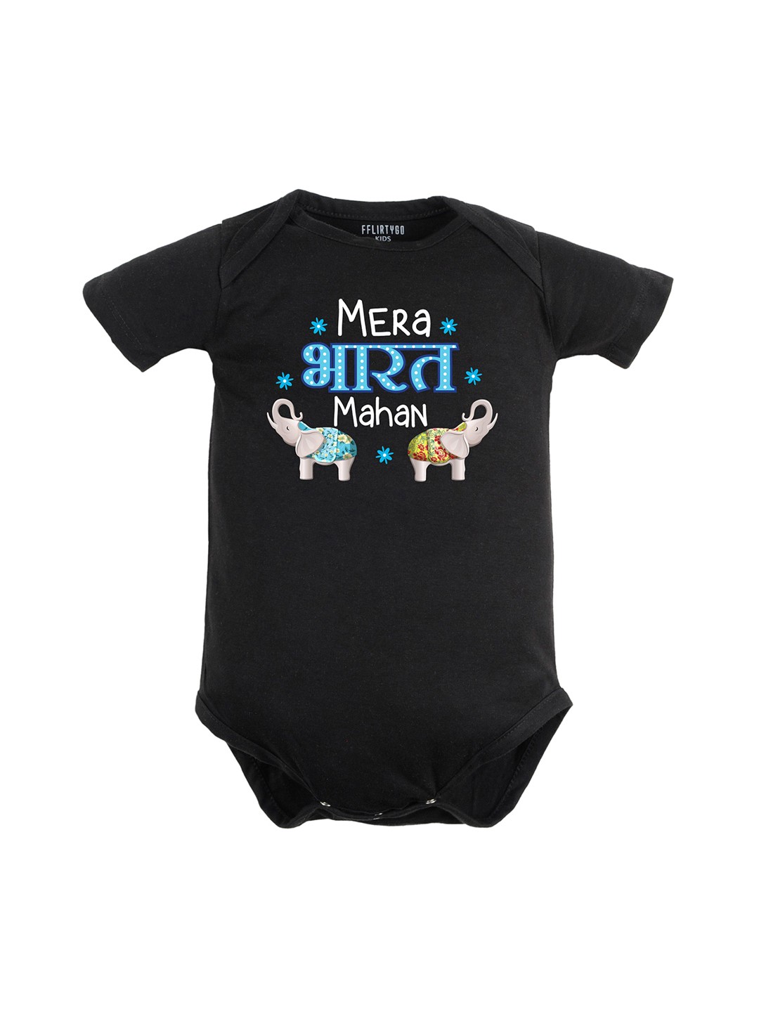 

FFLIRTYGO Infants Printed Pure Cotton Bodysuit, Black
