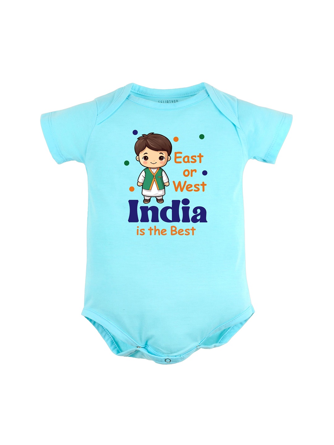 

FFLIRTYGO Infants Printed Pure Cotton Bodysuit, Turquoise blue