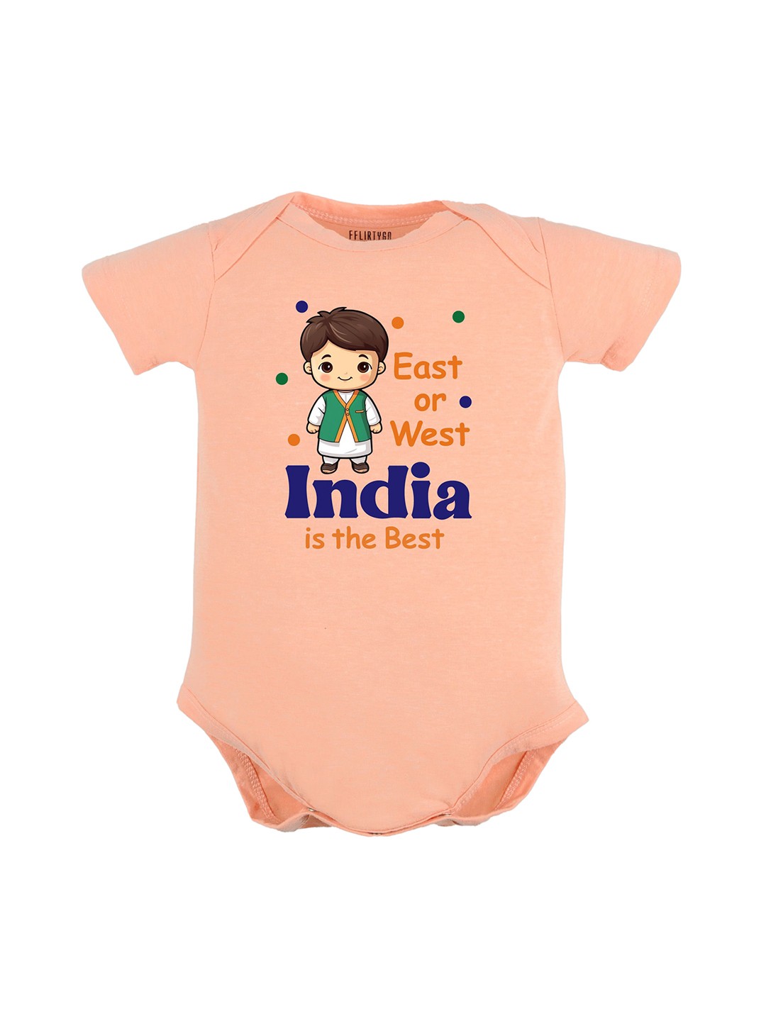 

FFLIRTYGO Infants Printed Pure Cotton Bodysuit, Peach