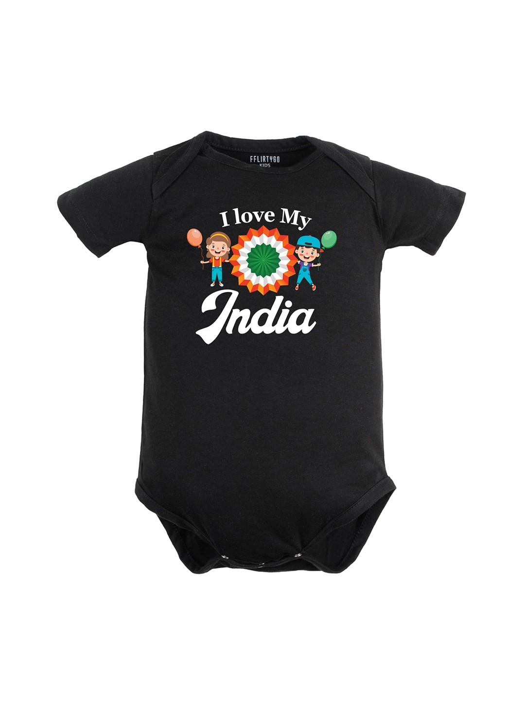 

FFLIRTYGO Infants Printed Cotton Bodysuit, Black