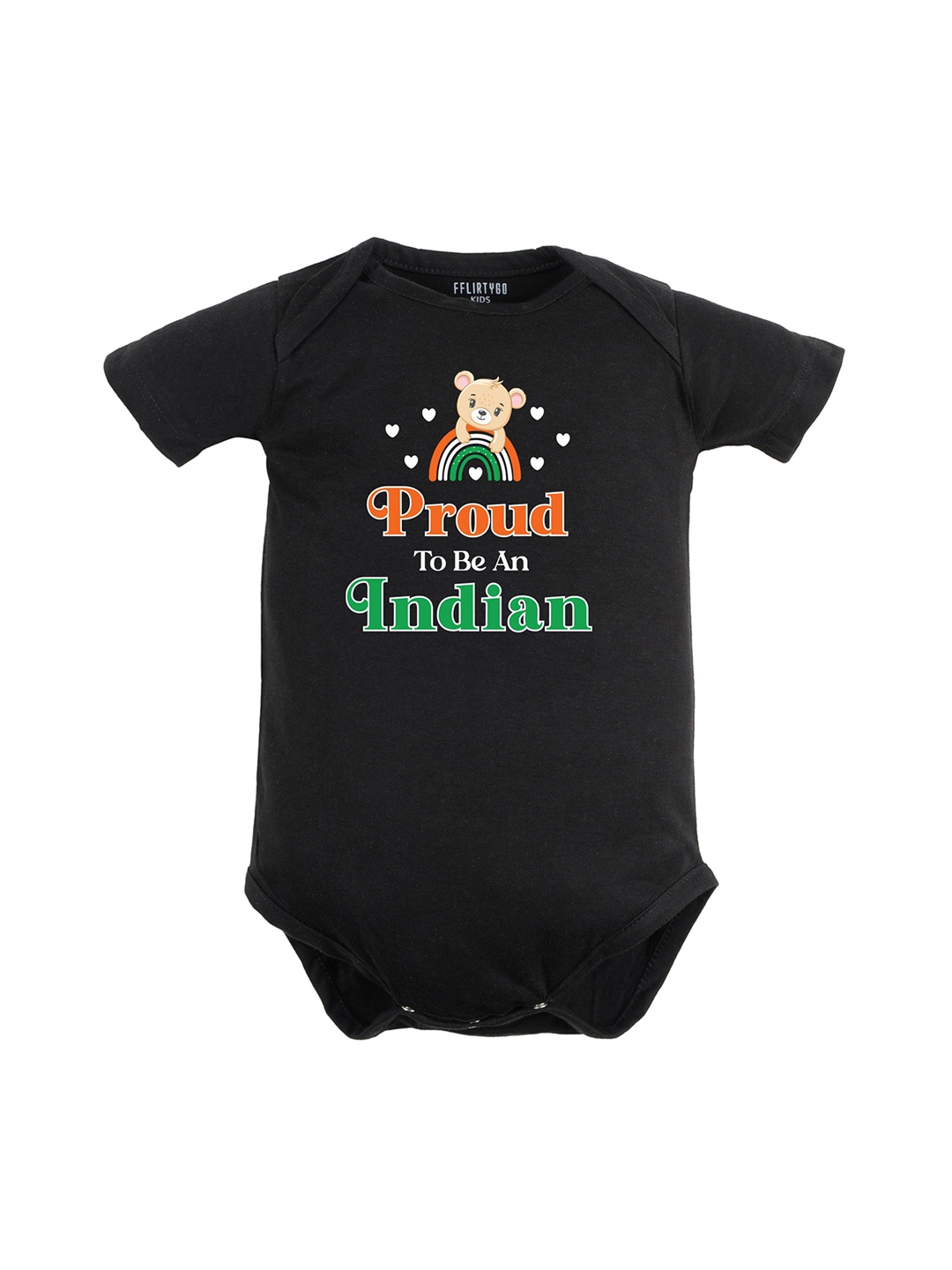 

FFLIRTYGO Infants Printed Pure Cotton Bodysuit, Black