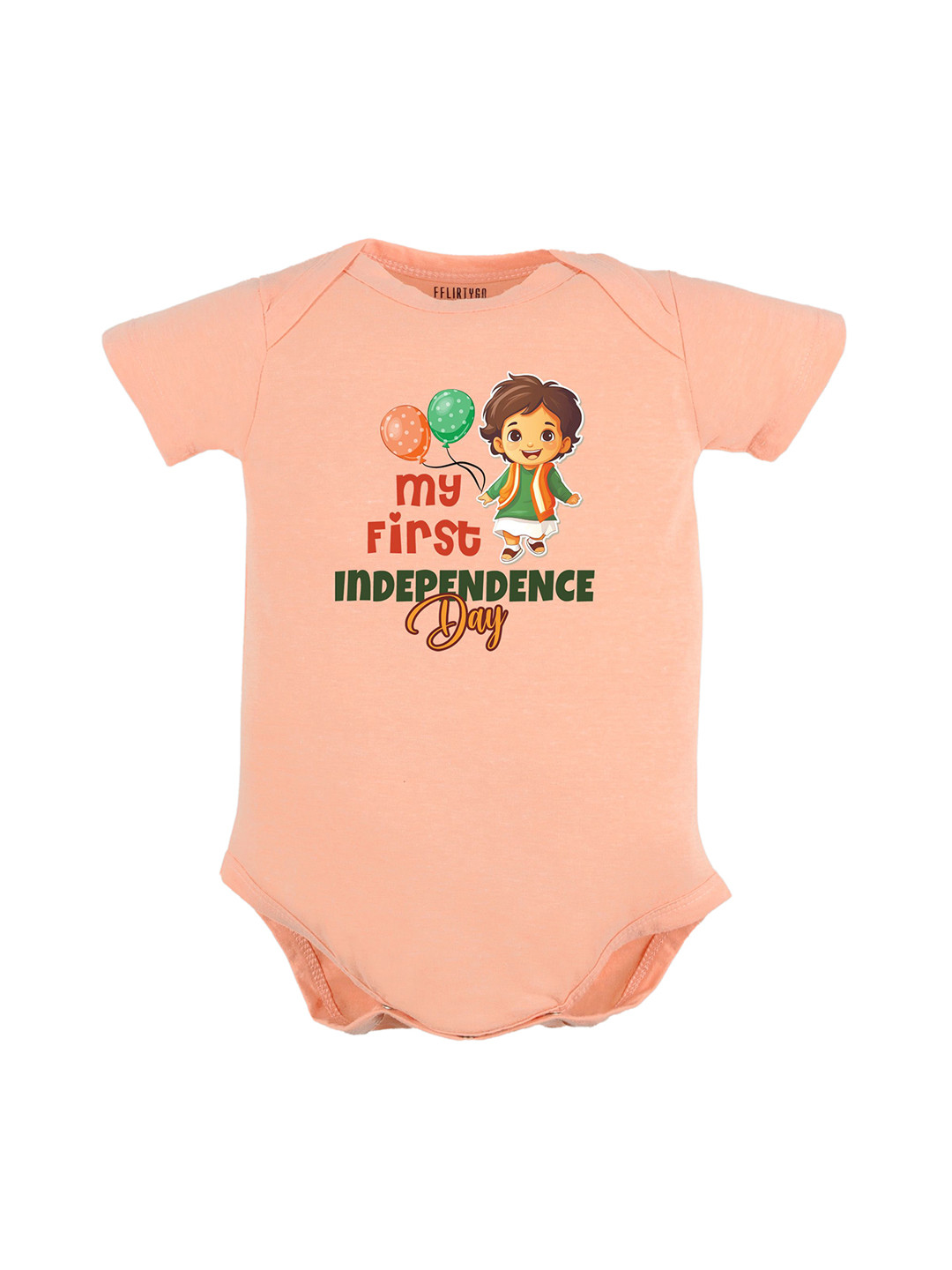 

FFLIRTYGO Infants Printed Pure Cotton Bodysuit, Peach