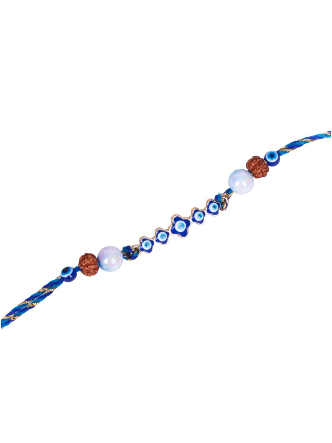 

SALTY Evil Eye Beaded Rudrakash Thread Rakhi, Blue
