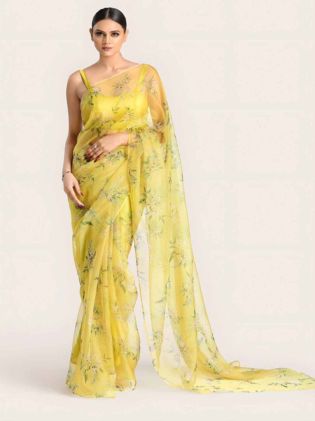 

Anouk Floral Organza Saree, Mustard