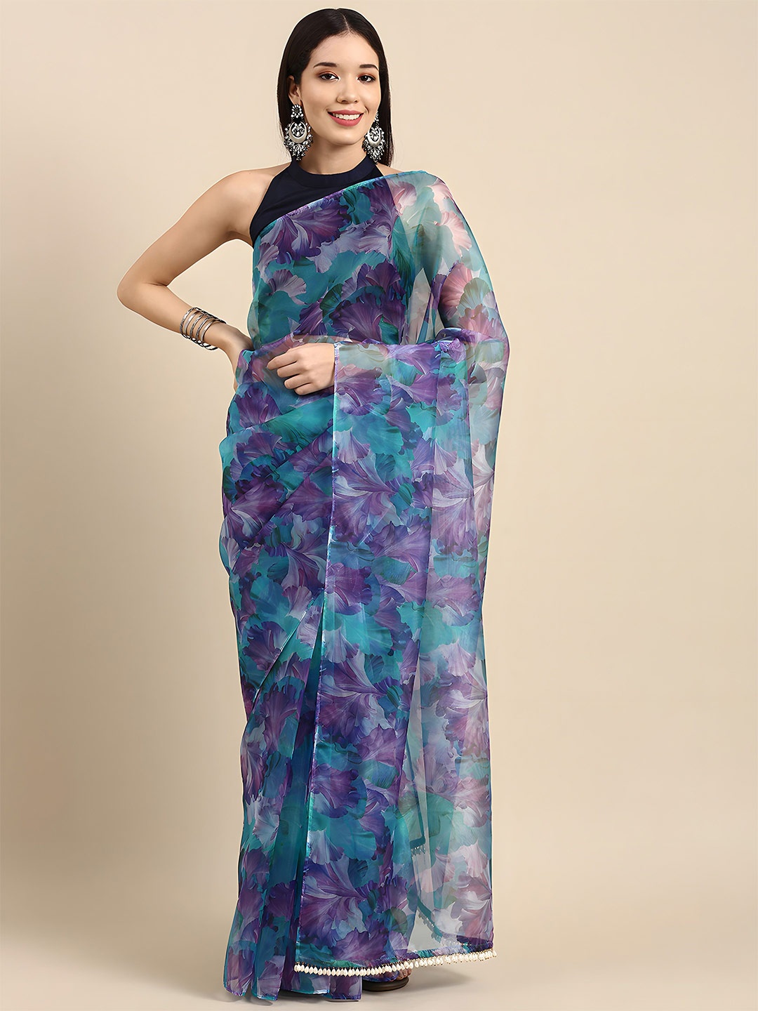 

Anouk Abstract Saree with Blouse, Teal