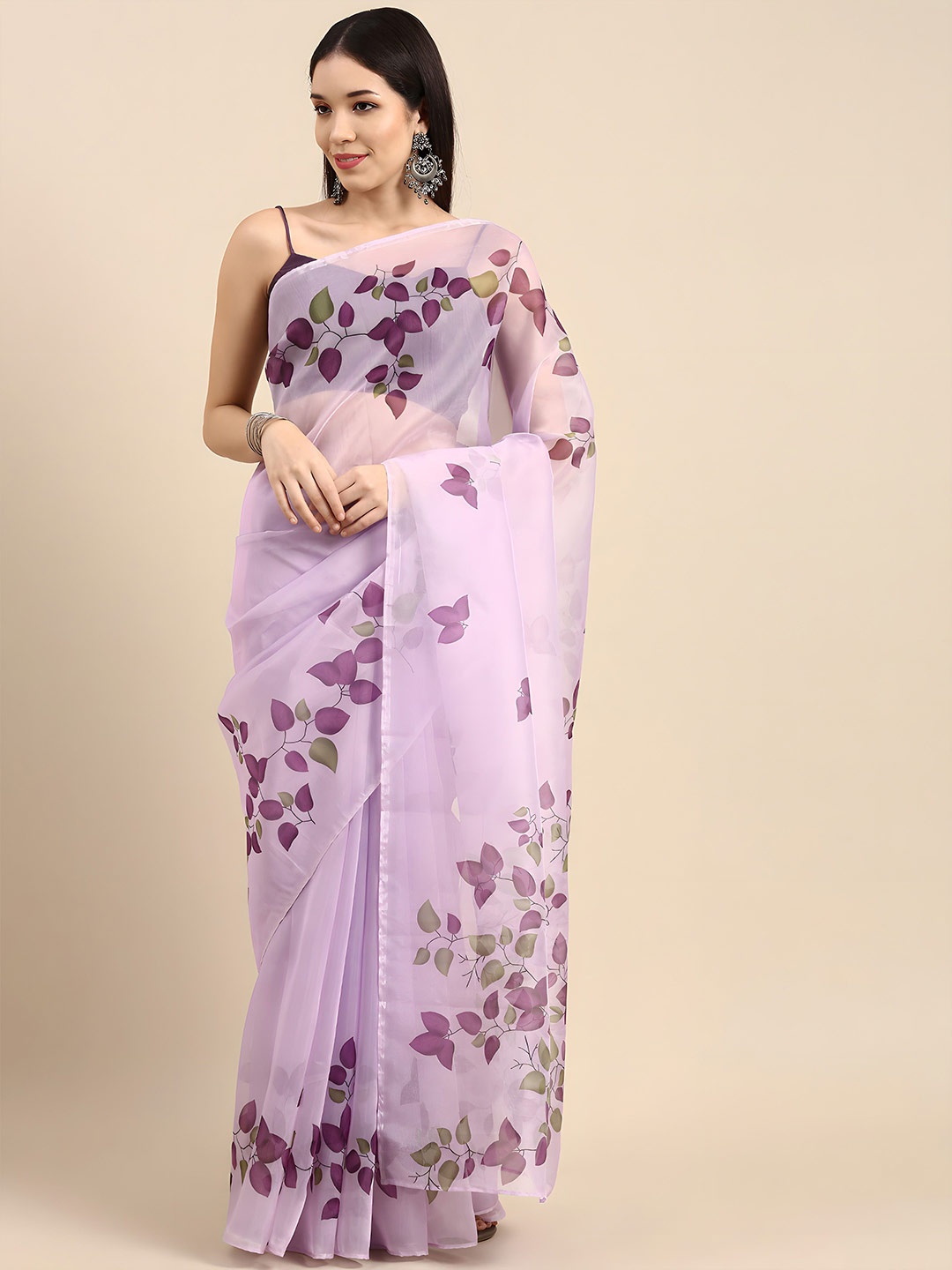 

Anouk Floral Printed Organza Saree, Lavender