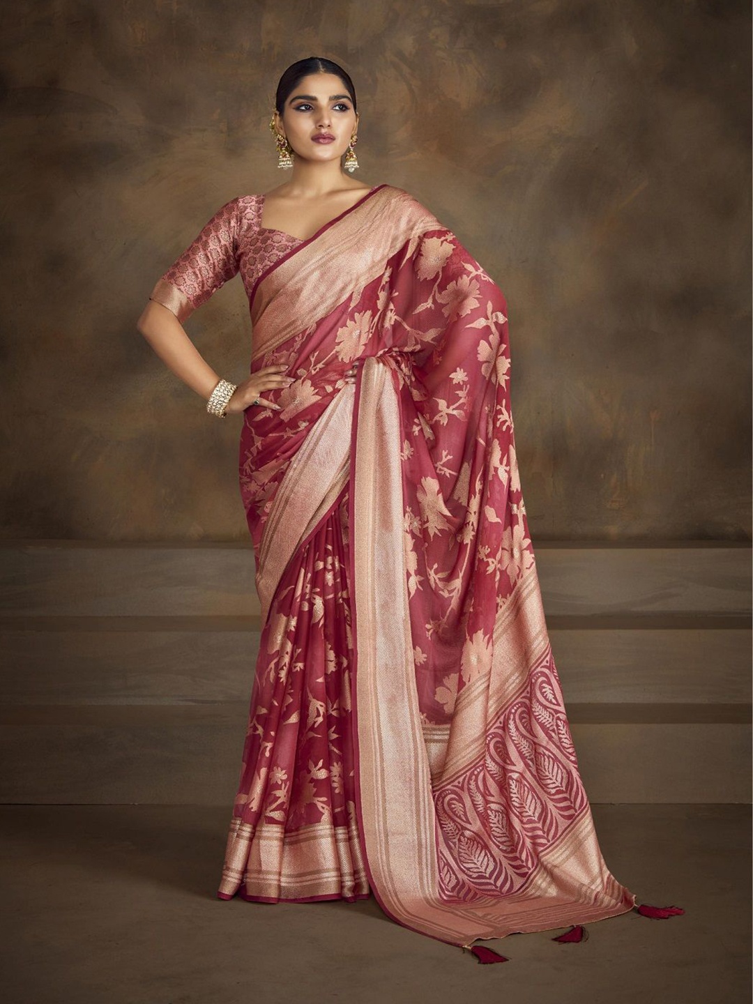 

Stylum Ethnic Motif Tassel Saree, Maroon