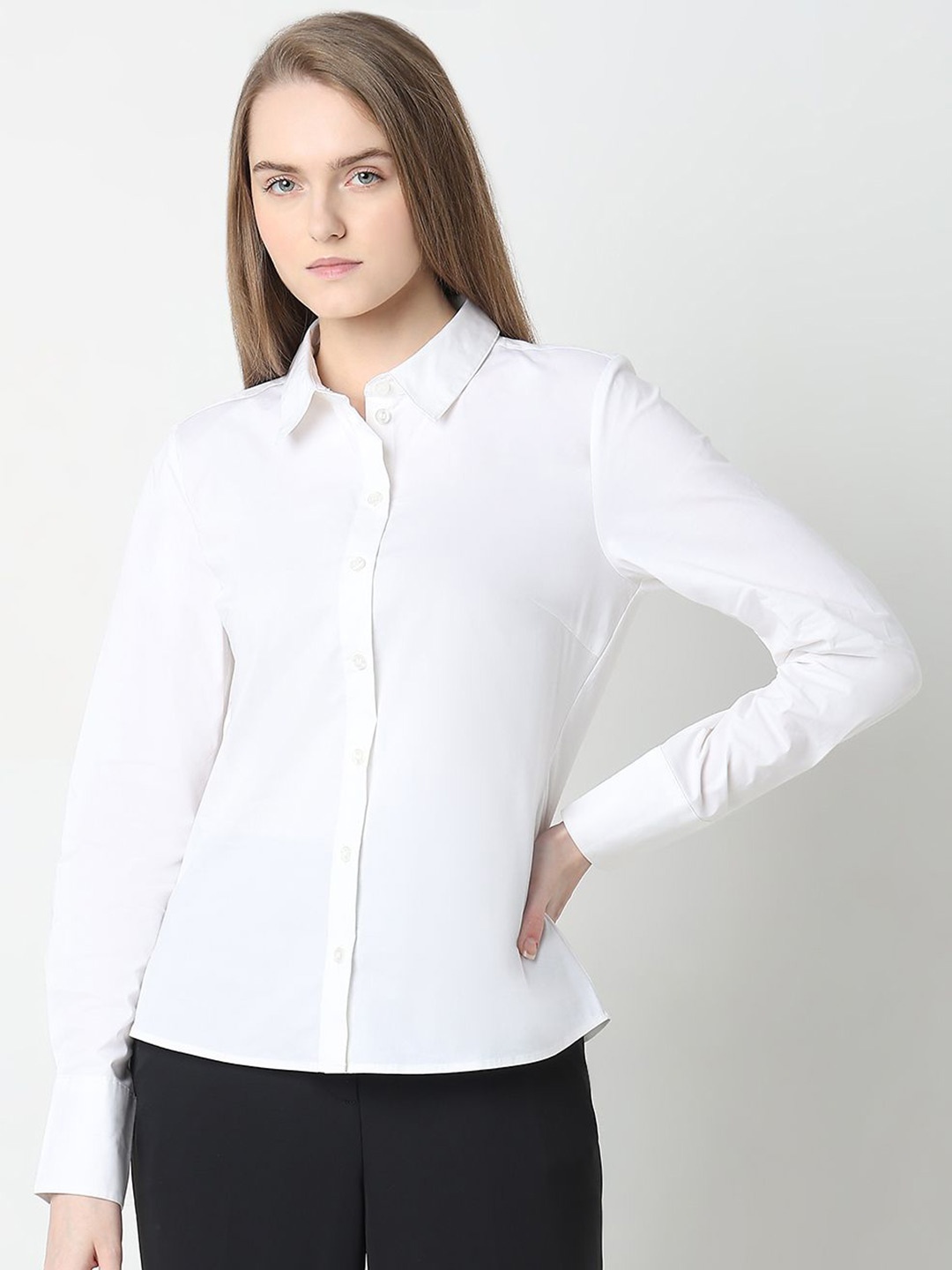 

Vero Moda Women Solid Slim Fit Opaque Formal Shirt, White