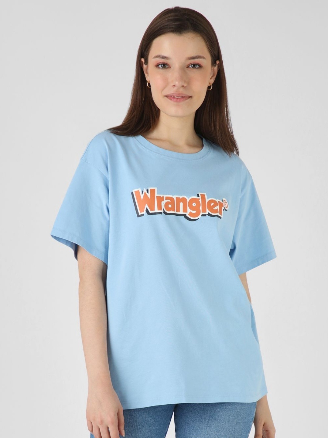 

Wrangler Women Typography Drop-Shoulder Sleeves T-shirt, Blue