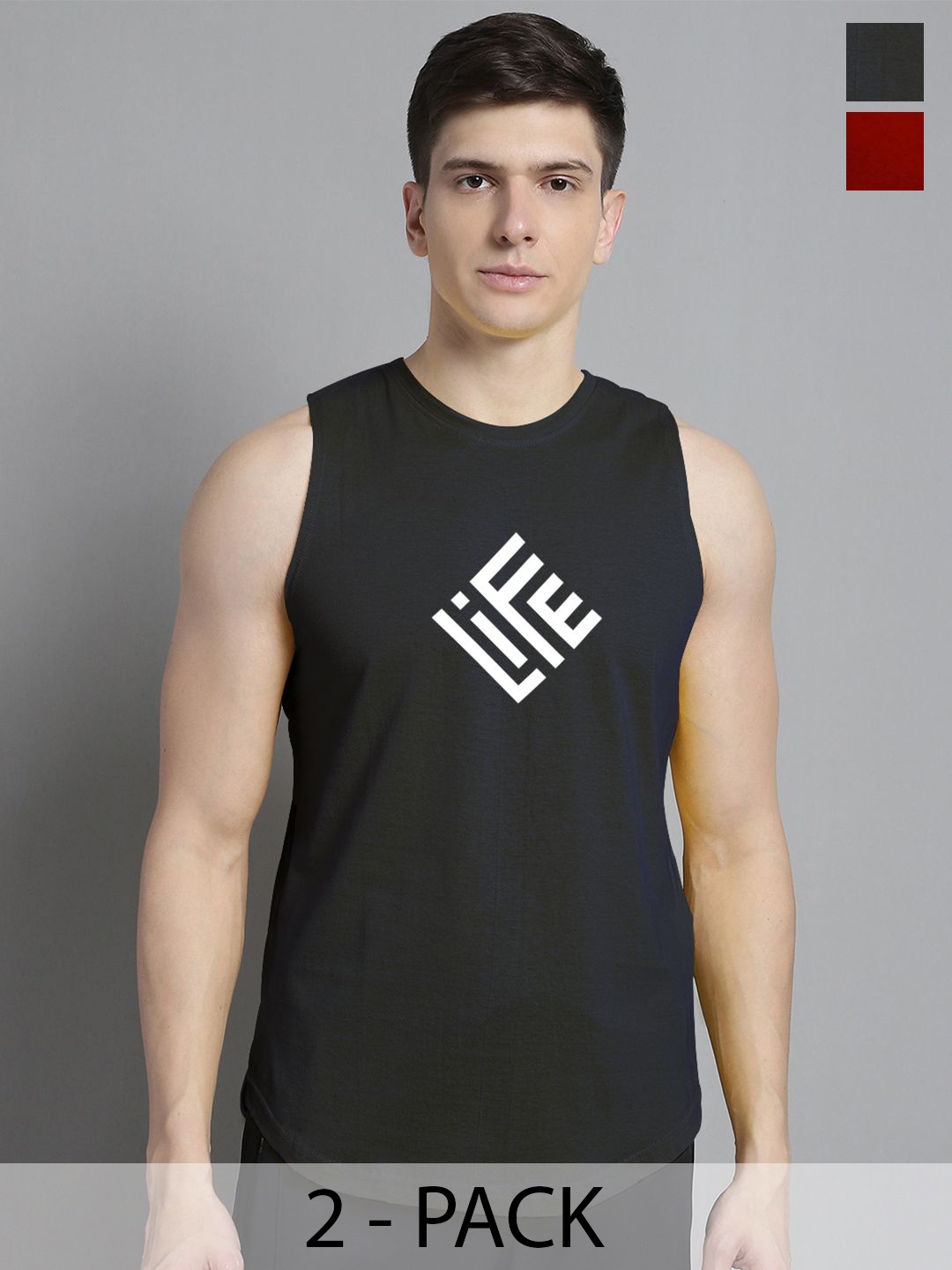 

FBAR Pack Of 2 Men Printed Cotton Sleeveless Innerwear Vests, Navy blue