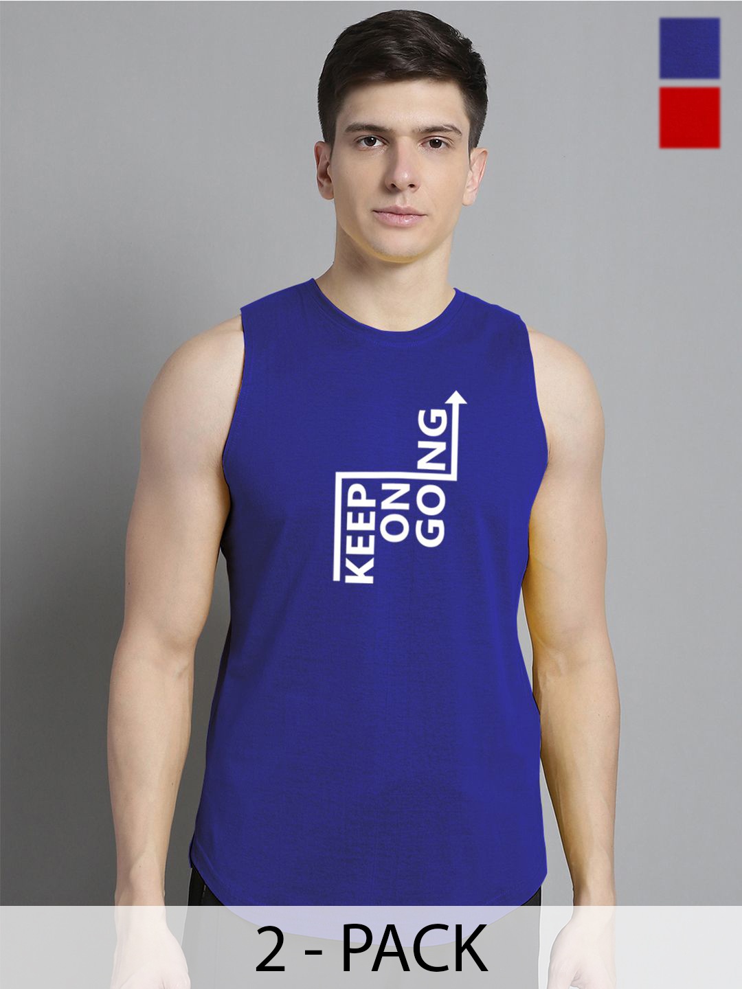

FBAR Pack Of 2 Printed Cotton Gym Innerwear Vests 130724FBAE399-03-FBAE400-05, Red