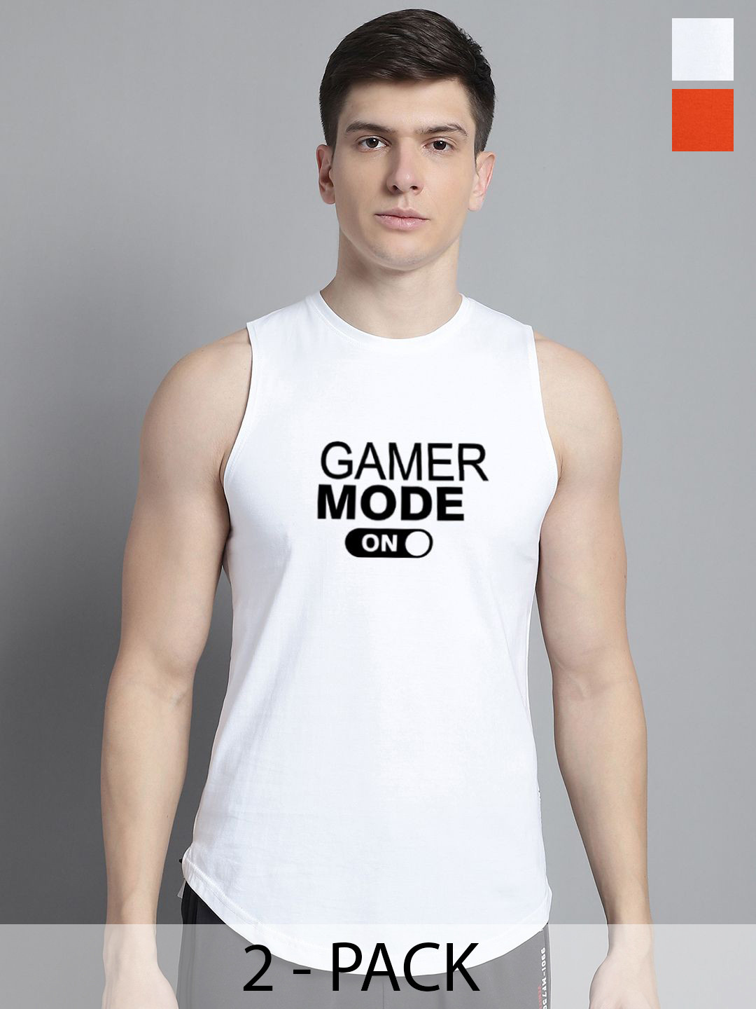

FBAR Pack Of 2 Printed Sleeveless Gym Vests, White