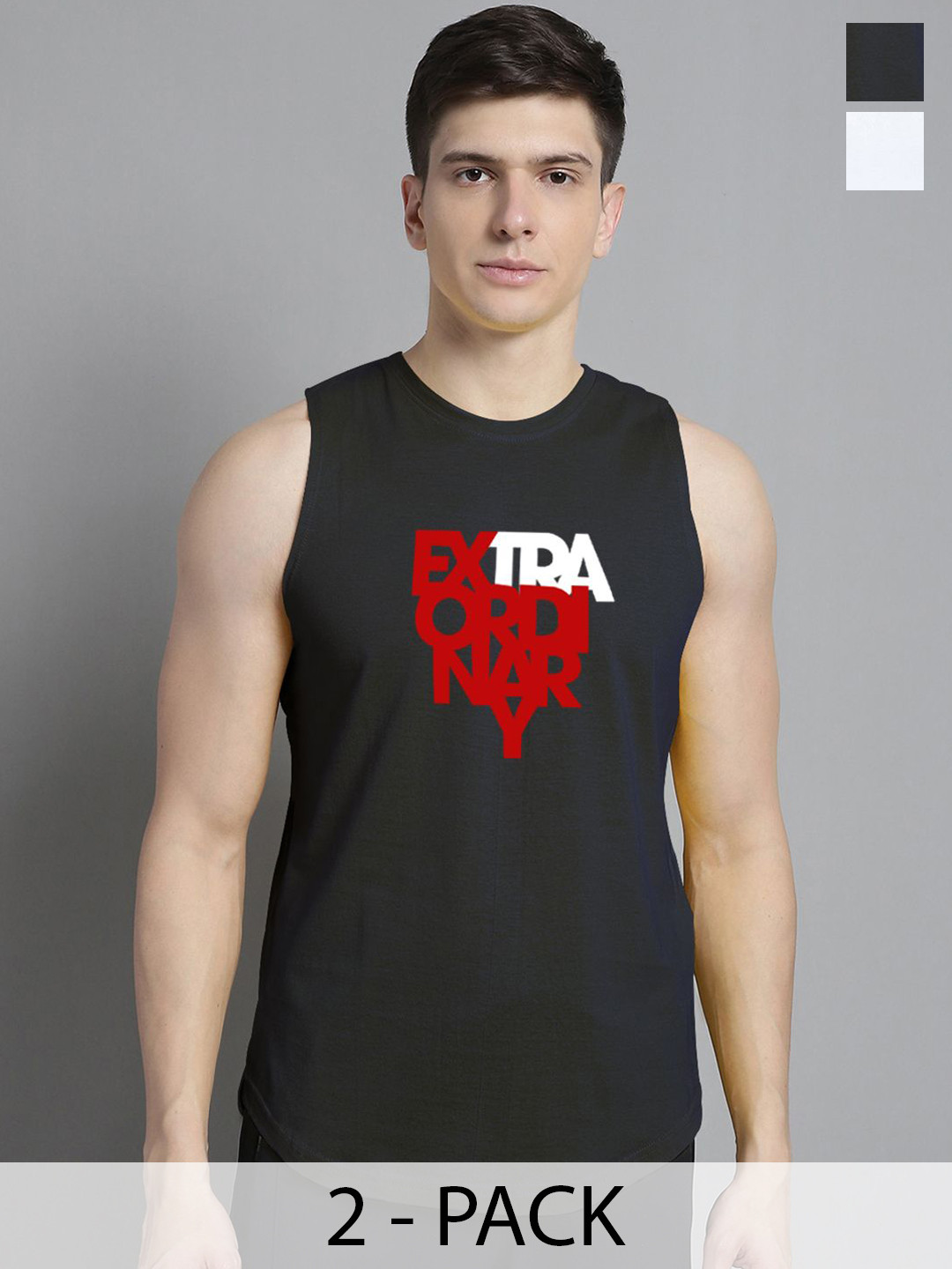 

FBAR Pack Of 2 Printed Sleeveless Gym Vests 130724FBAE392-02-FBAE393-17, White