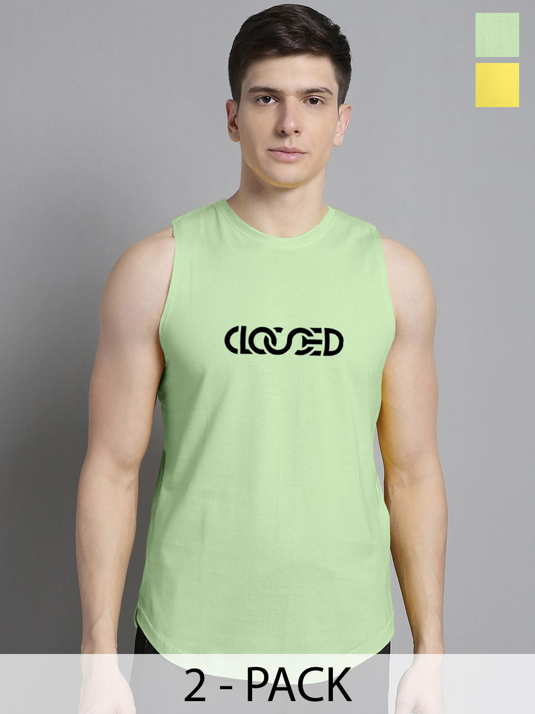 

FBAR Pack Of 2 Printed Sleeveless Gym Vests-130724FBAE391-33-FBAE392-06, Sea green