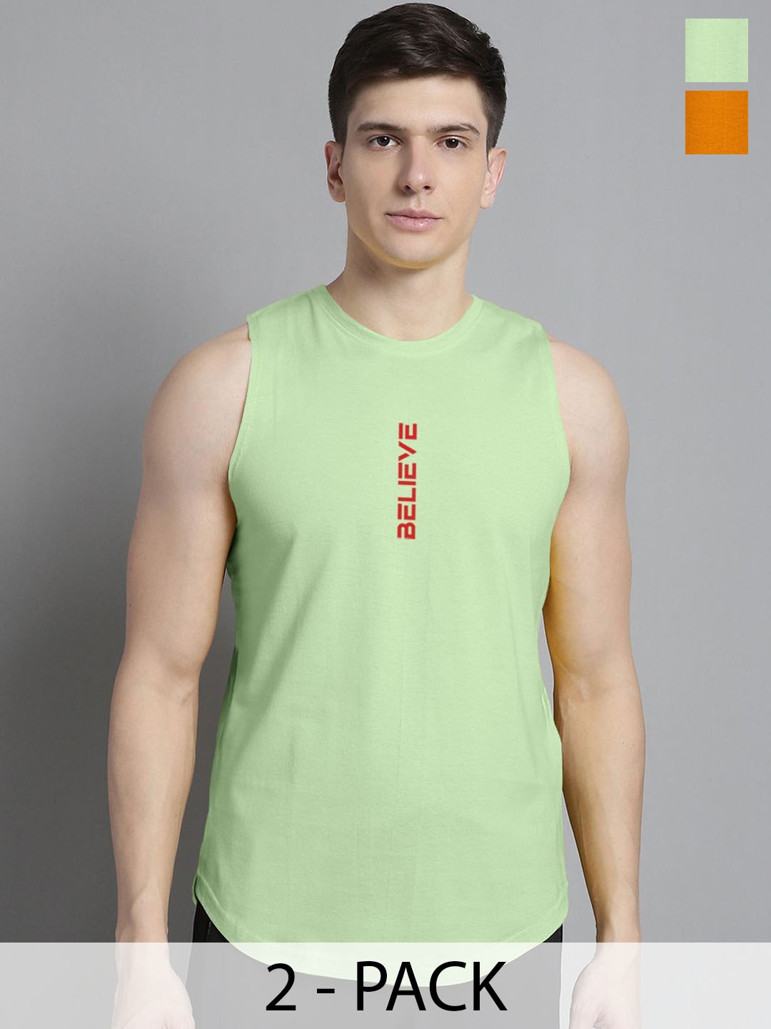 

FBAR Pack Of 2 Printed Sleeveless Gym Vests 130724FBAE397-33-FBAE398-26, Sea green