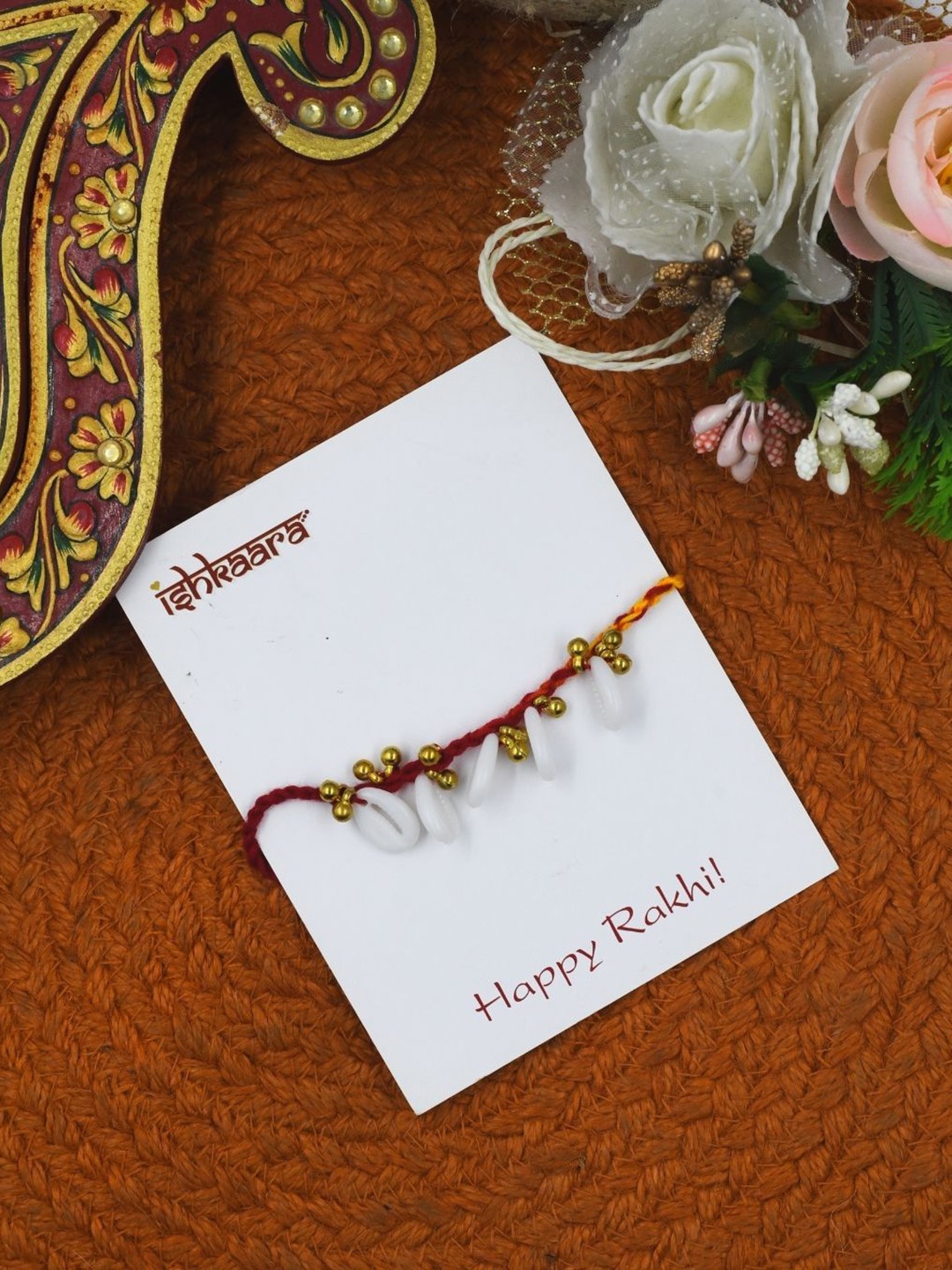 

ISHKAARA Beaded Thread Rakhi, Red