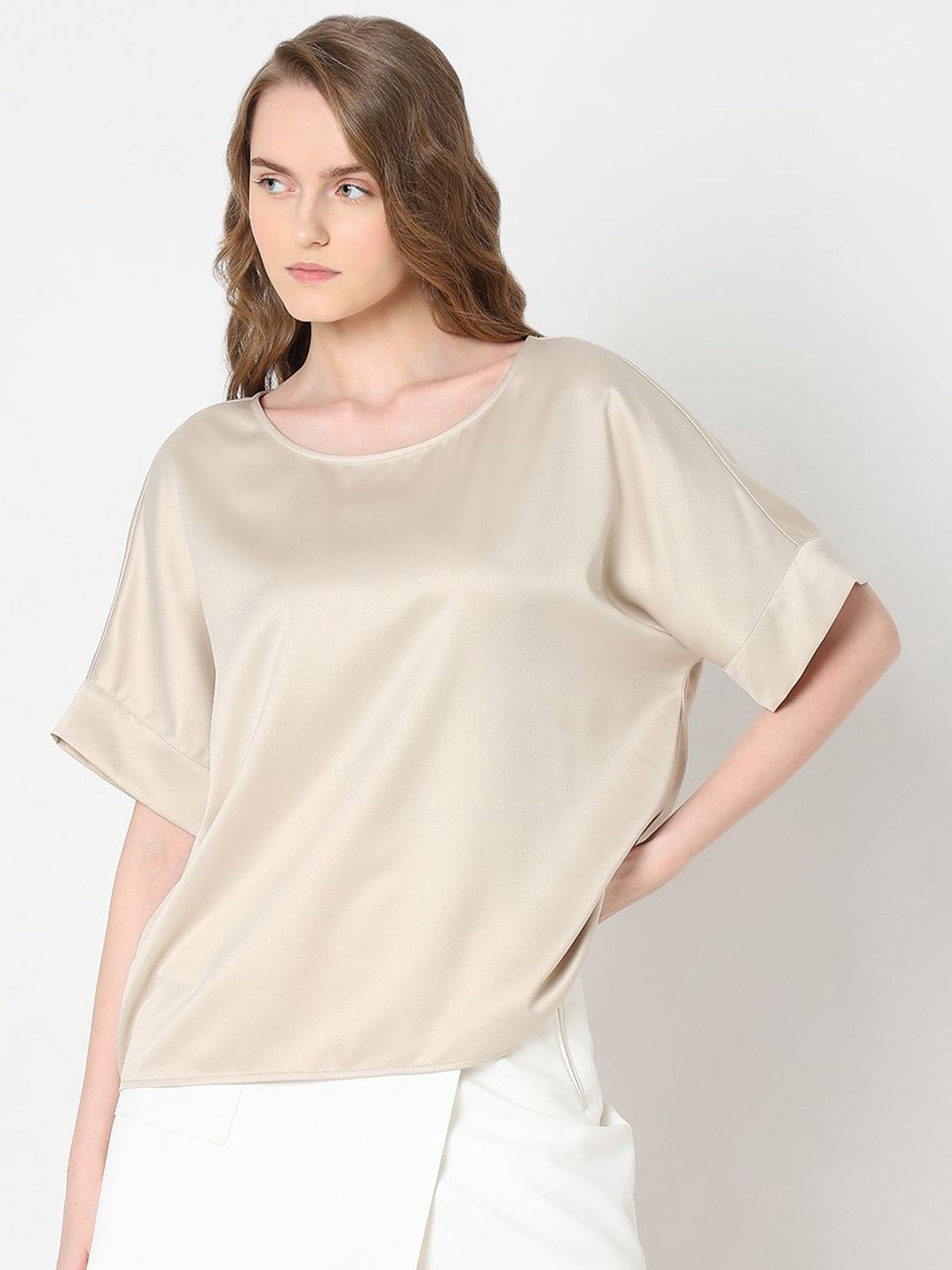 

Vero Moda Women Extended Sleeves Solid Top, Beige