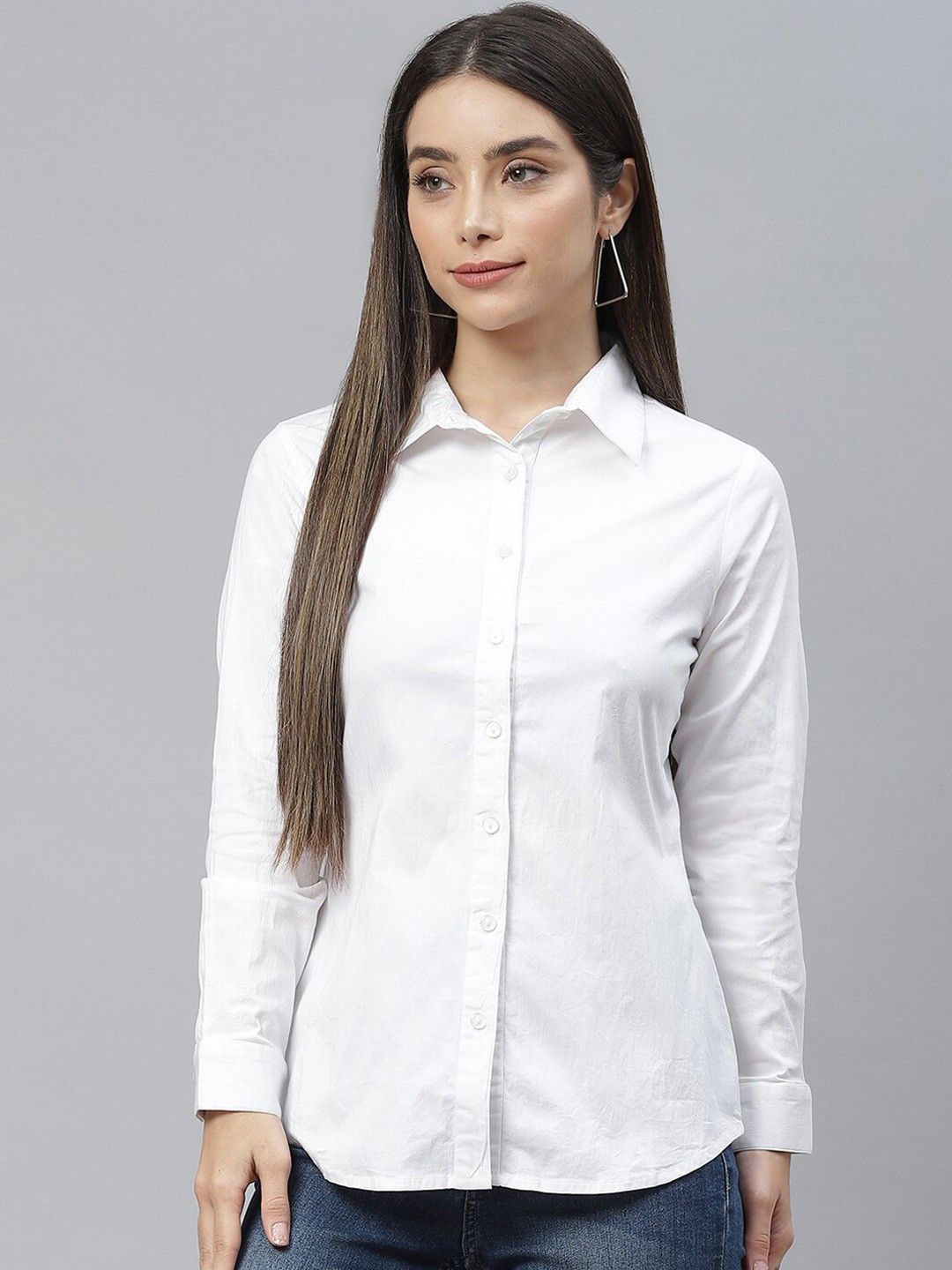 

Shaftesbury London WomenSmart Slim Fit Solid Opaque Semiformal Shirt, White