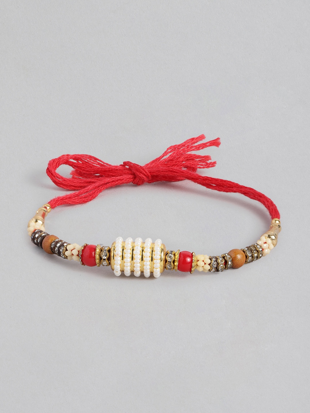 

Anouk Unisex Beaded & Stone Studded Multistrand Rakhi, Red