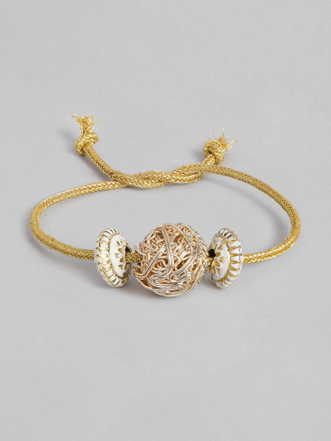 

Anouk Unisex Beaded & Stone Studded Thread Rakhi, Gold