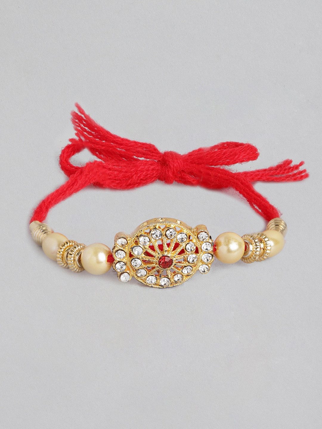 

Anouk Unisex Beaded & Stone Studded Multistrand Rakhi, Red