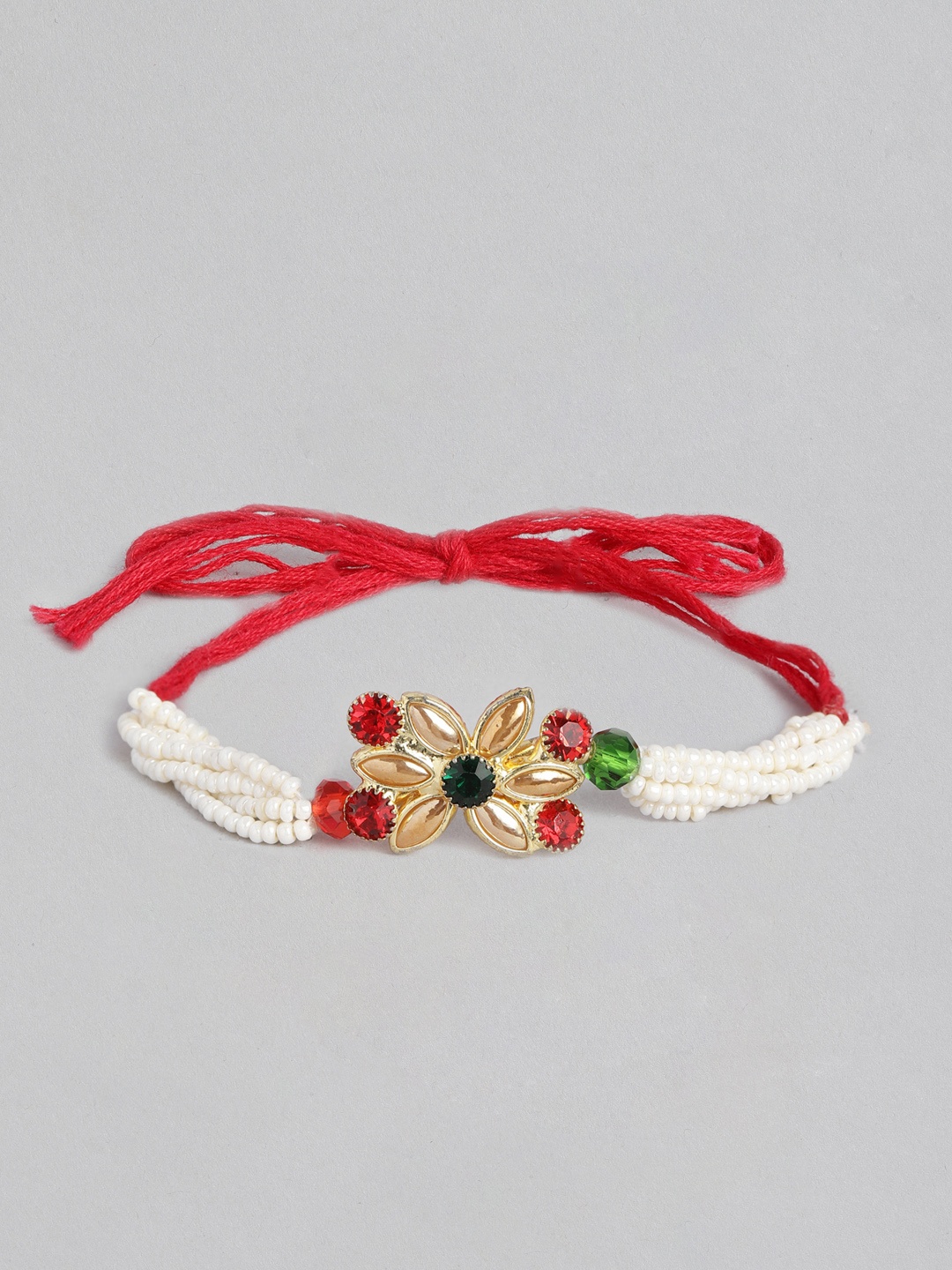 

Anouk Unisex Beaded & Stone Studded Multistrand Rakhi, Red