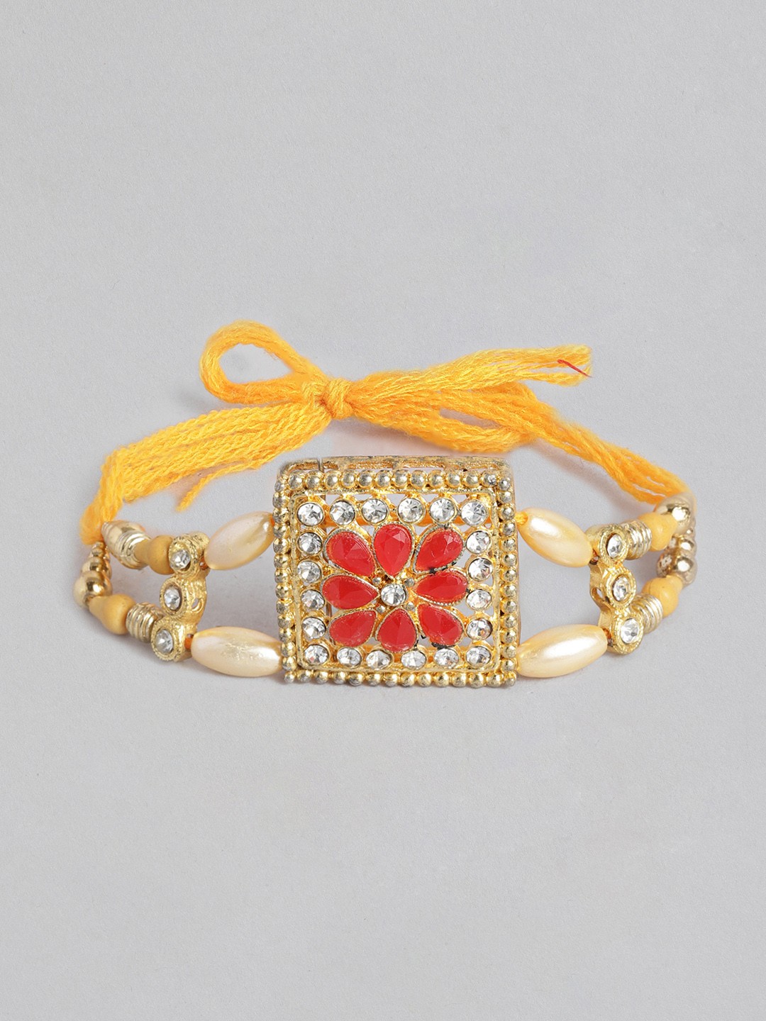 

Anouk Unisex Beaded & Stone Studded Multistrand Rakhi, Yellow