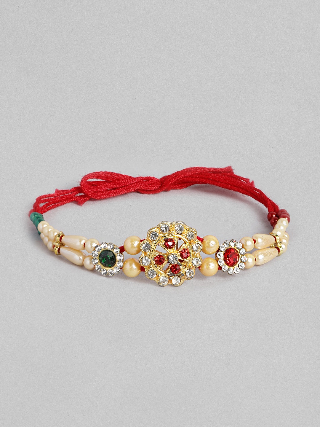 

Anouk Unisex Beaded & Stone Studded Multistrand Rakhi, Red