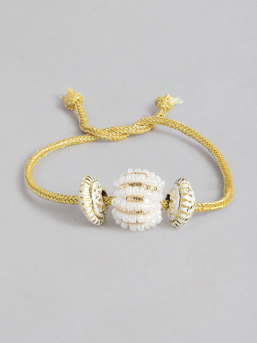 

Anouk Unisex Beaded & Stone Studded Thread Rakhi, Gold