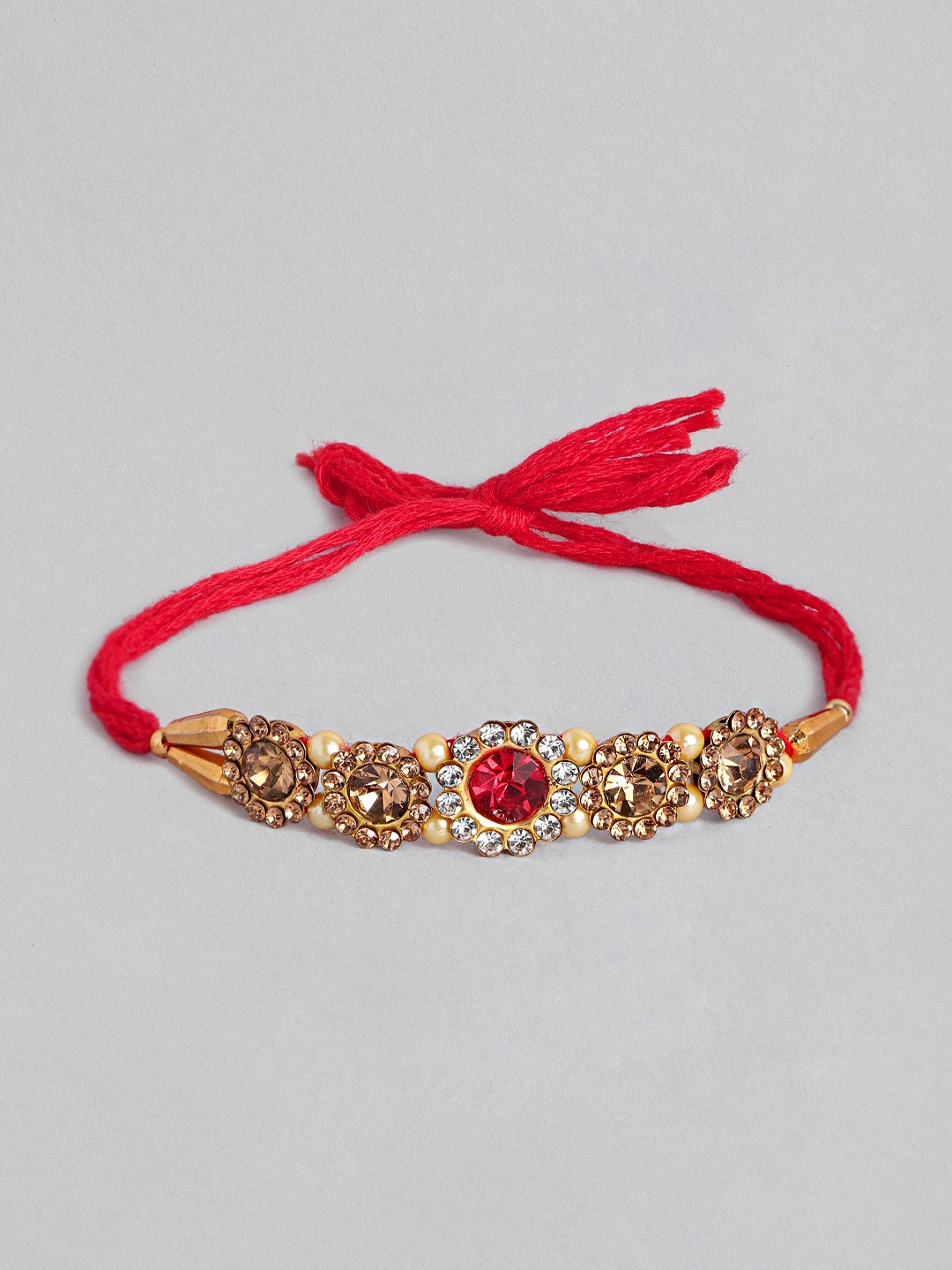 

Anouk Unisex Beaded & Stone Studded Multistrand Rakhi, Red