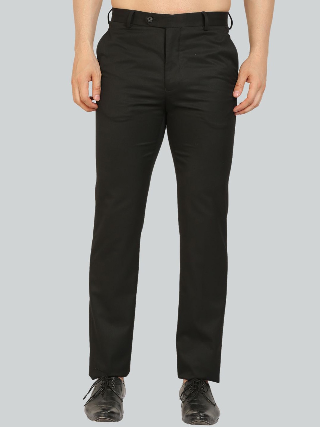 

Givo Men Solid Mid-Rise Regular Fit Formal Trouser, Black