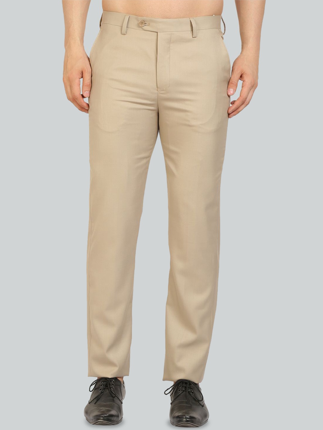 

Givo Men Solid Mid-Rise Regular Fit Formal Trouser, Khaki