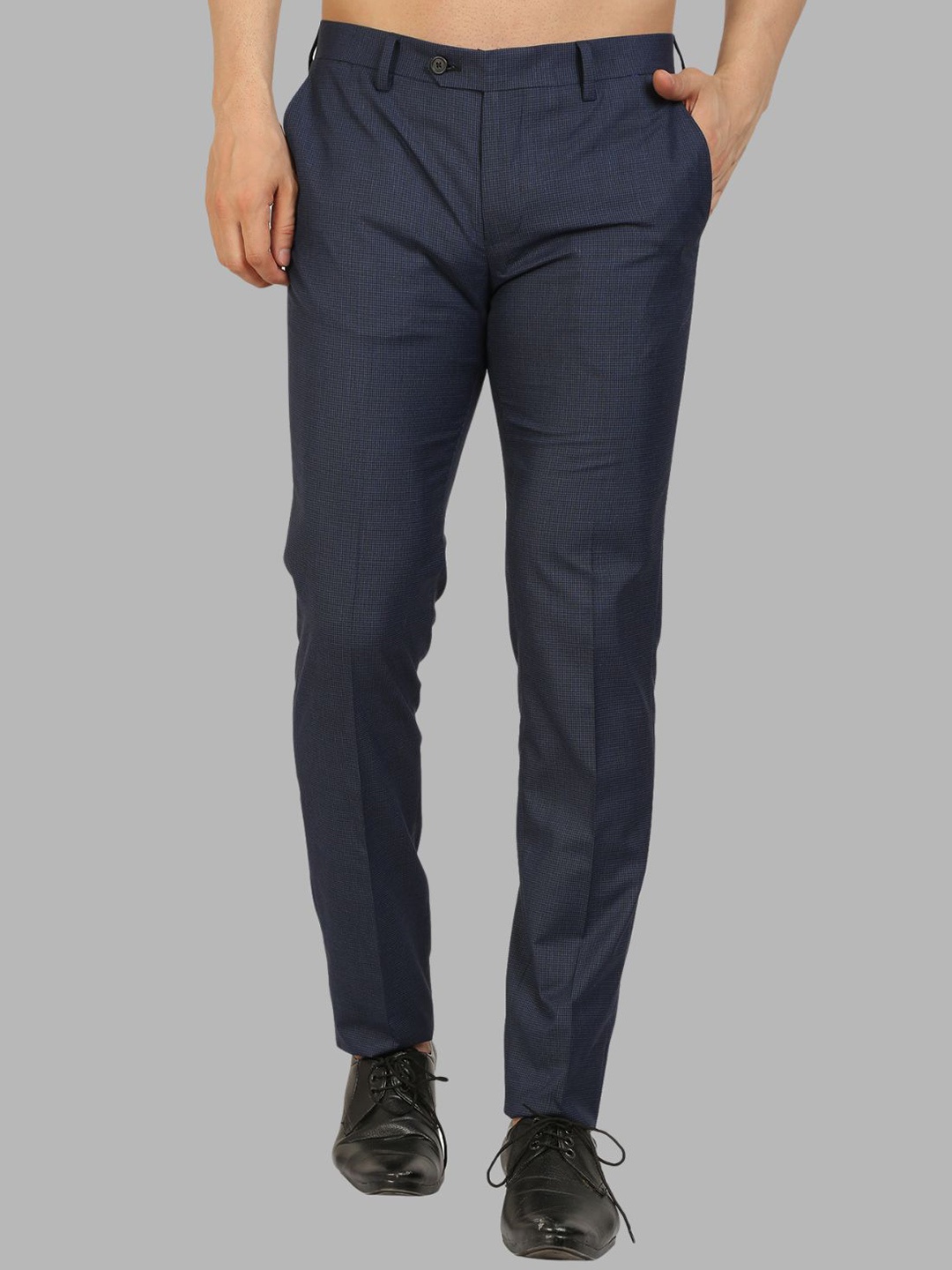 

Givo Men Solid Mid-Rise Regular Fit Formal Trouser, Blue