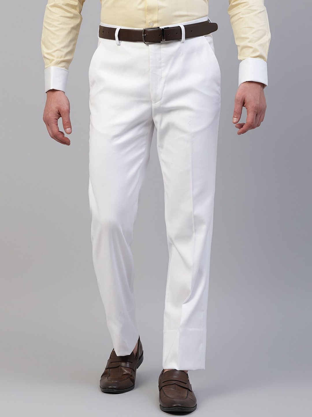 

Givo Men Regular Fit Mid-Rise Flat-Front Trouser, White