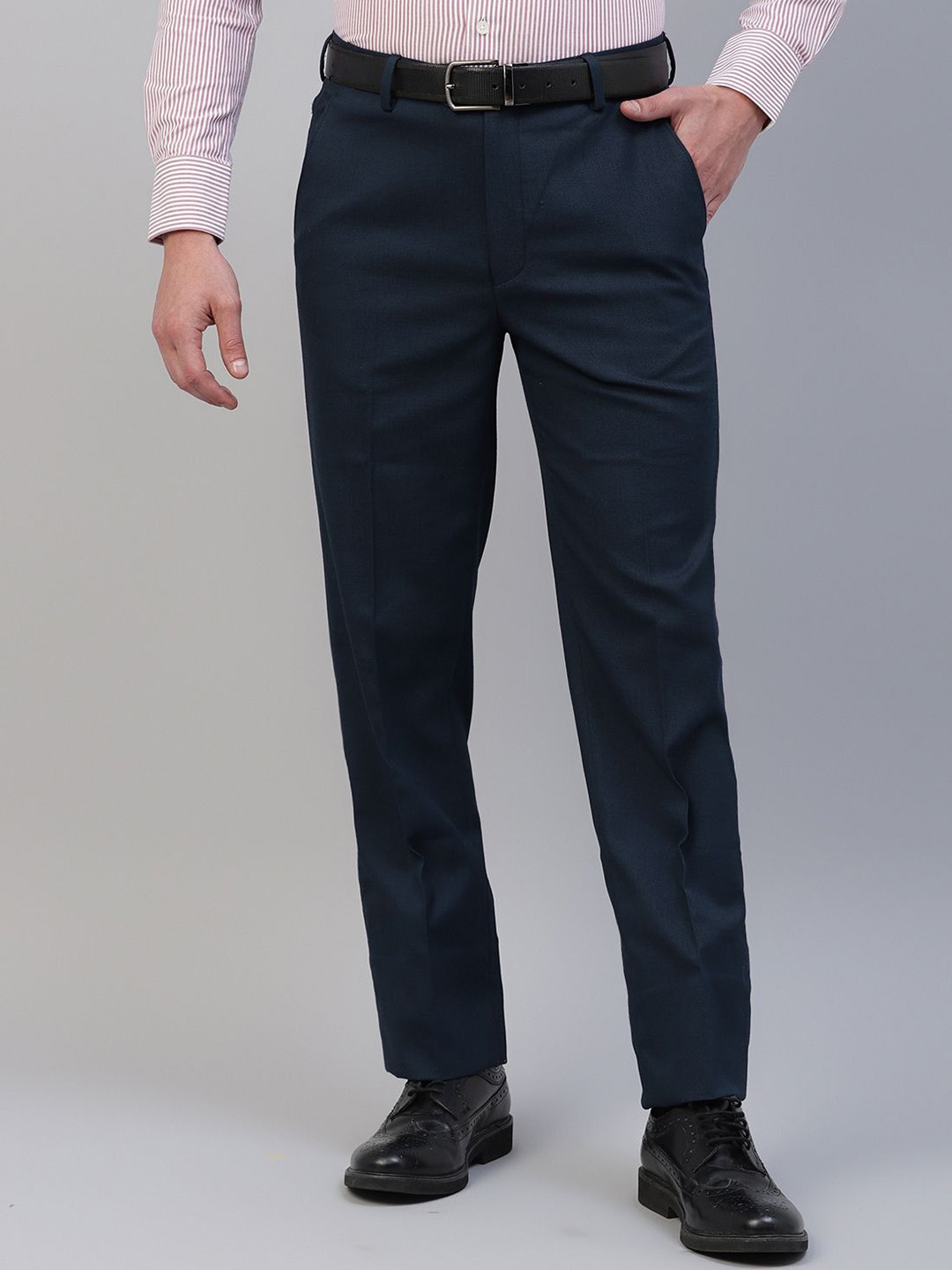

Givo Men Regular Fit Mid-Rise Flat-Front Trouser, Blue