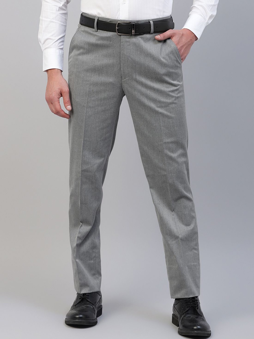 

Givo Men Solid Mid-Rise Regular Fit Formal Trouser, Grey