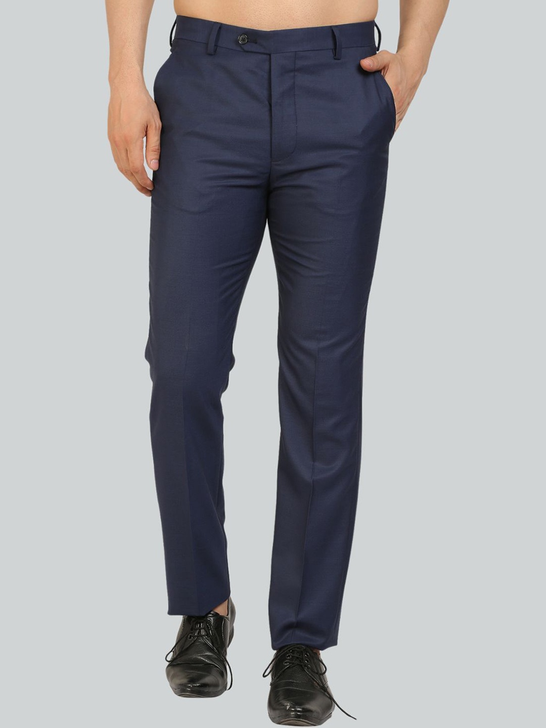 

Givo Men Solid Mid-Rise Regular Fit Formal Trouser, Navy blue