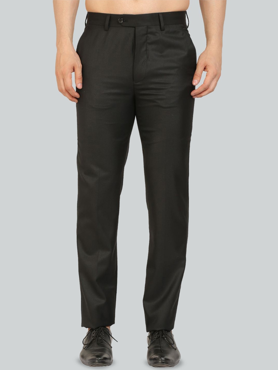 

Givo Men Solid Mid-Rise Regular Fit Formal Trouser, Black