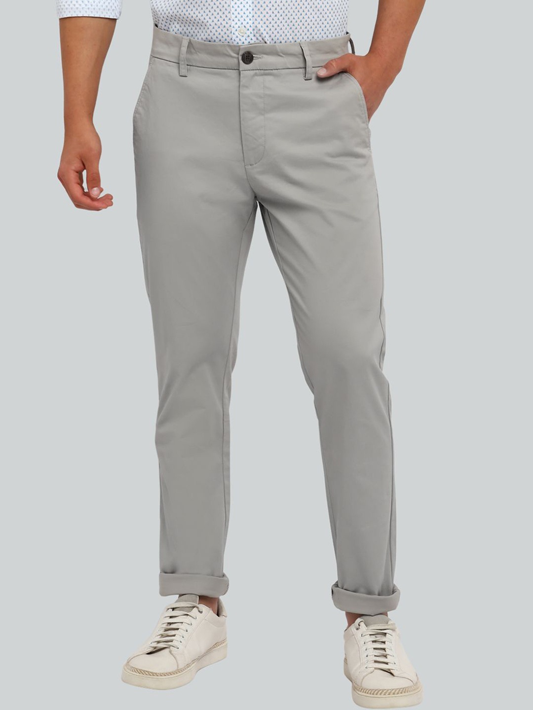 

Givo Men Regular Fit Mid-Rise Flat-Front Trouser, Grey