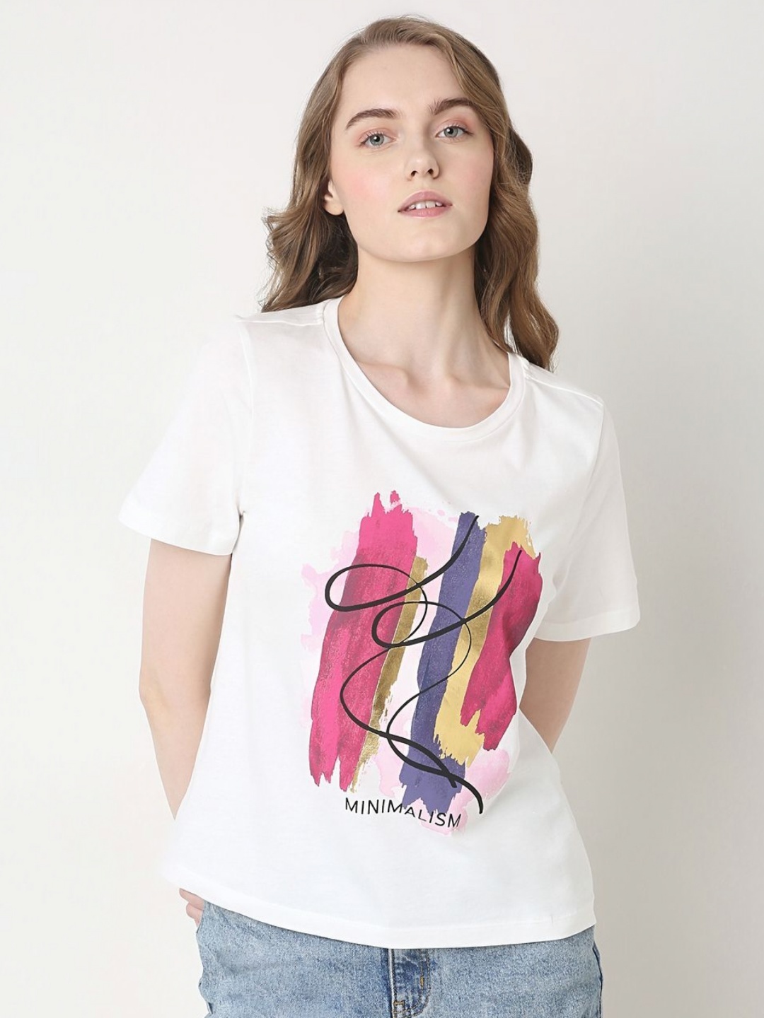 

Vero Moda Women Printed Pockets T-shirt, White