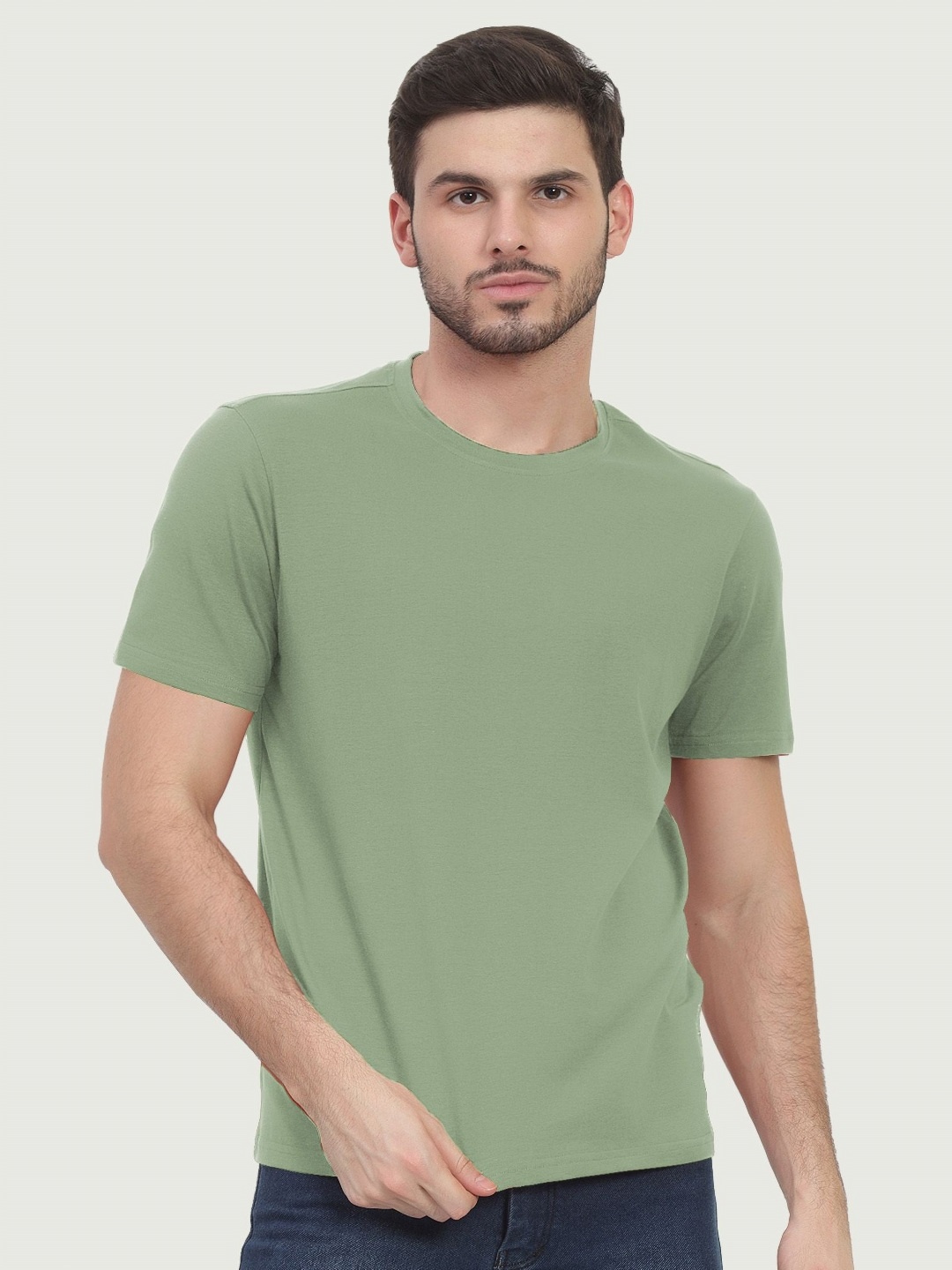 

FREECULTR Men Half Sleeve Crew Neck Organic Cotton Tshirts, Green