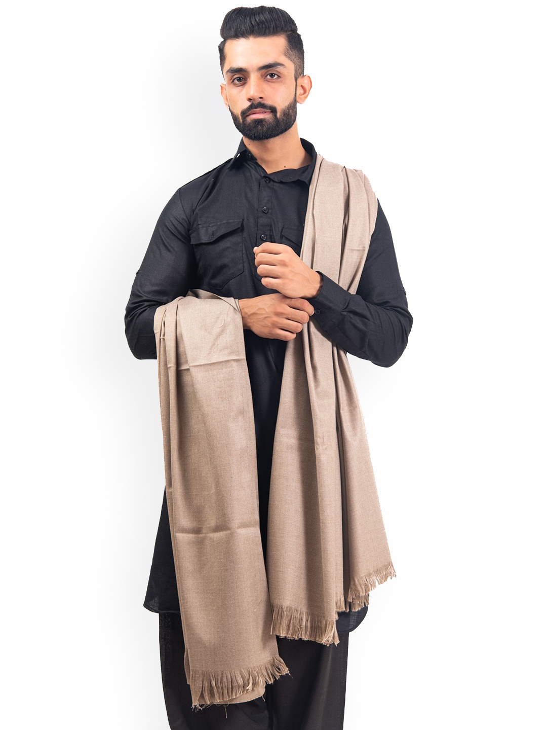 

BAISA Men Woollen Shawl, Beige