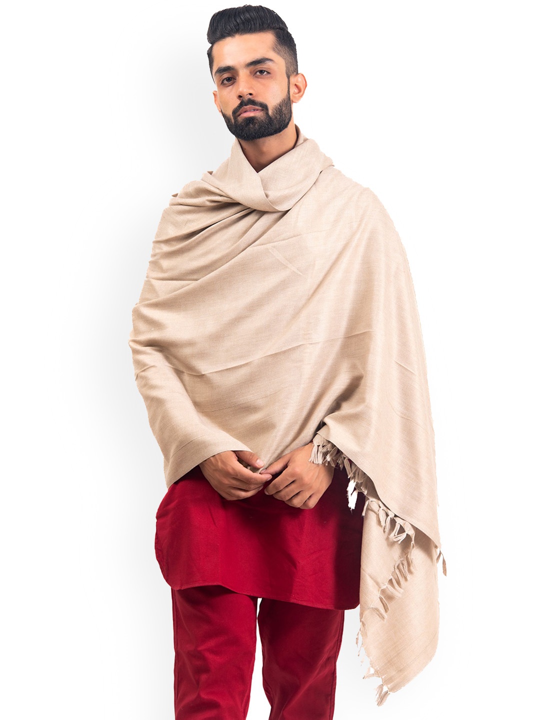 

BAISA Men Woollen Shawl, Beige