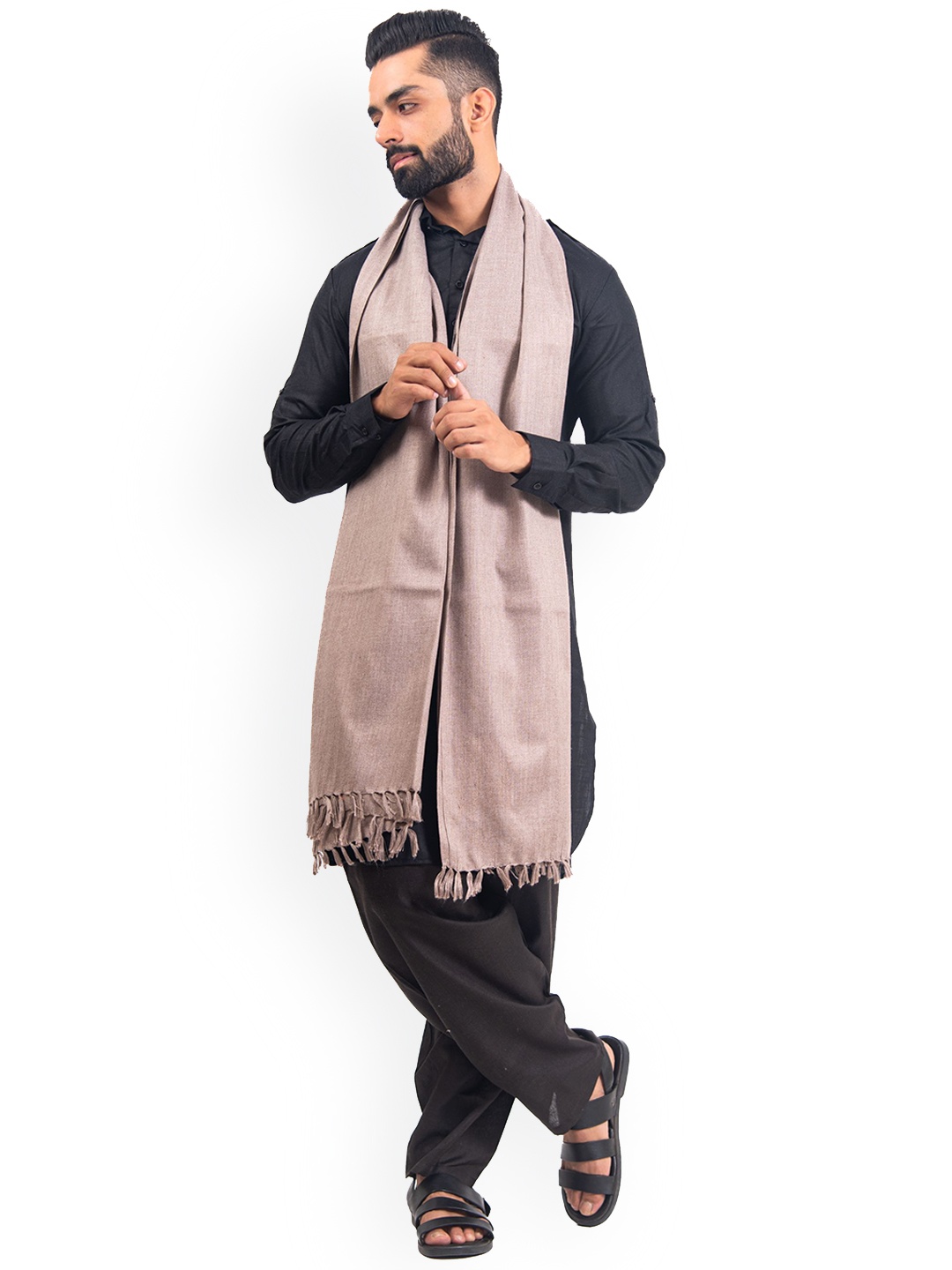 

BAISA Men Woollen Shawl, Tan