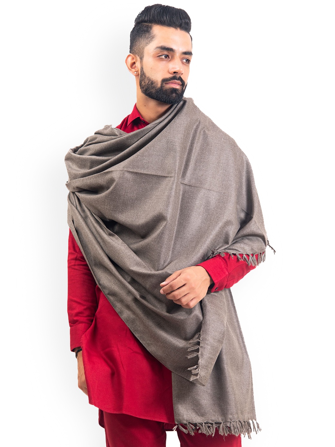 

BAISA Men Woollen Shawl, Camel brown