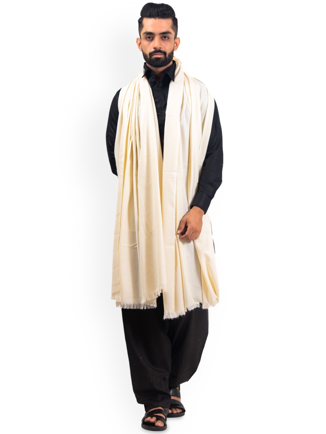 

BAISA Men Woollen Shawl, White