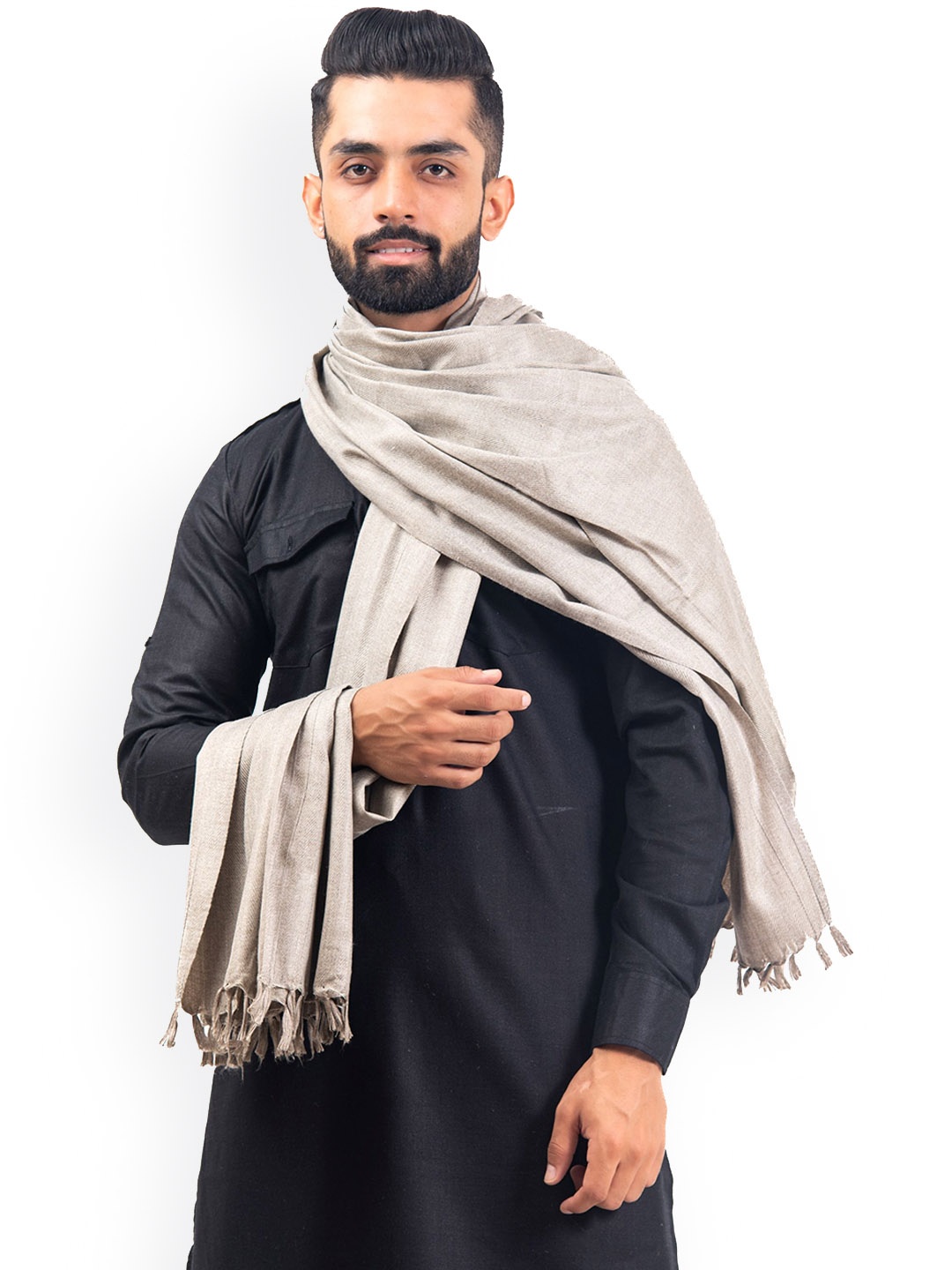 

BAISA Men Woollen Shawl, Beige